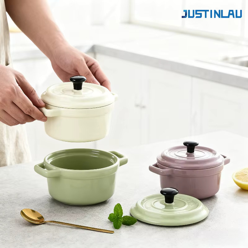 JUSTINLAU Keramikschüssel mit Deckel und Doppelohren, Gelb, 200 ml - Bild 3