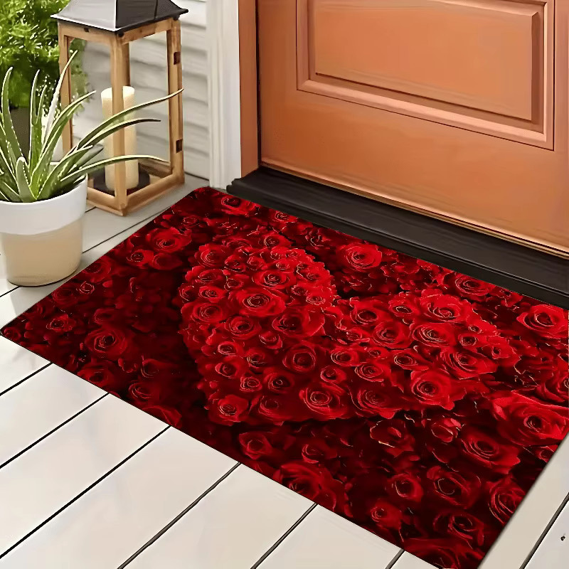 VIKAMA Vibrant Rose Teppich mit Herz-Design in Rot für Schlafzimmer und Wohnzimmer - Bild 4