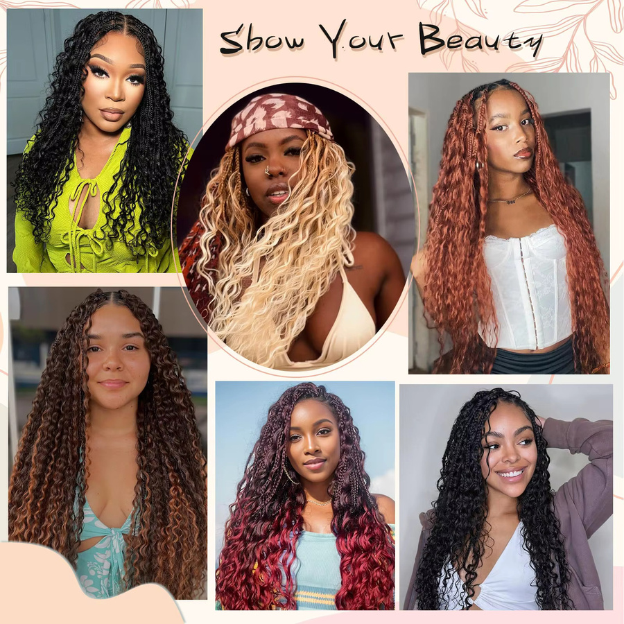 DinDong Box Braids Häkelhaar, 24 Zoll, Damen, Synthetisch - Bild 6