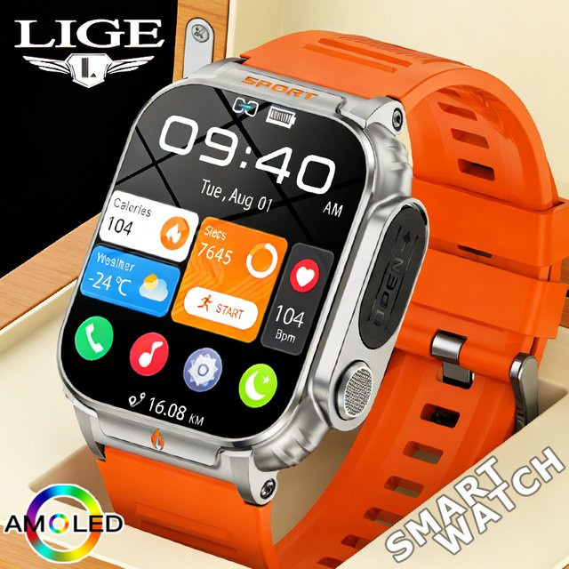 LIGE Smartwatch, Schwarz, Silikon, Herren - Bild 1
