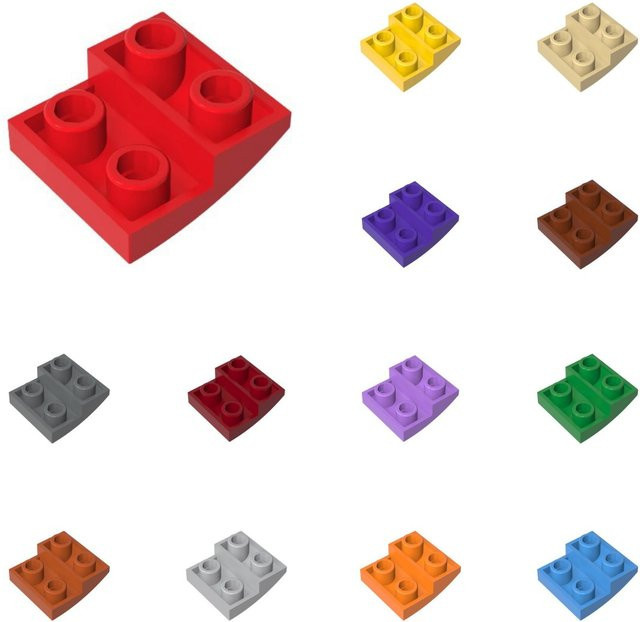 alibricks 32803 gebogen 2 x 2 x 2/3 umgekehrte Ziegelsteine, Nachfüllpack, Blau, 50-teiliges Set - Bild 1