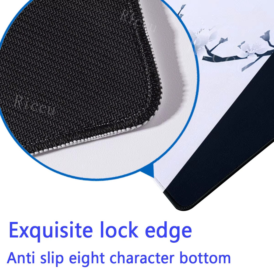 Riccu Life and Death Mauspad XXL in Schwarz-Weiß mit HD-Druck und Overlock-Rand - Bild 5
