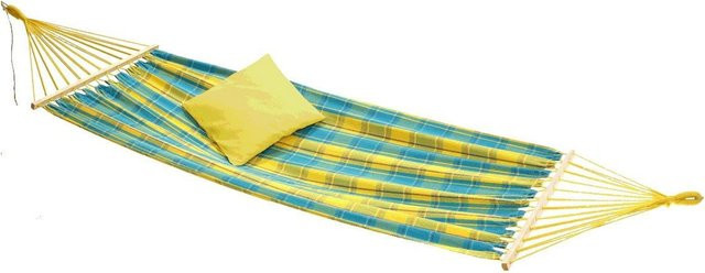 Conacord Mycona Hängematte Palermo Comfort in Gelb und Türkis mit Spreader Bar aus Baumwolle - Bild 1