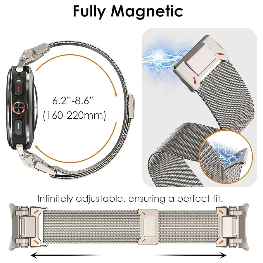 OAKCHARM Uhrenarmband Milanese, Edelstahl, Silber, Unisex, 47 mm - Bild 4