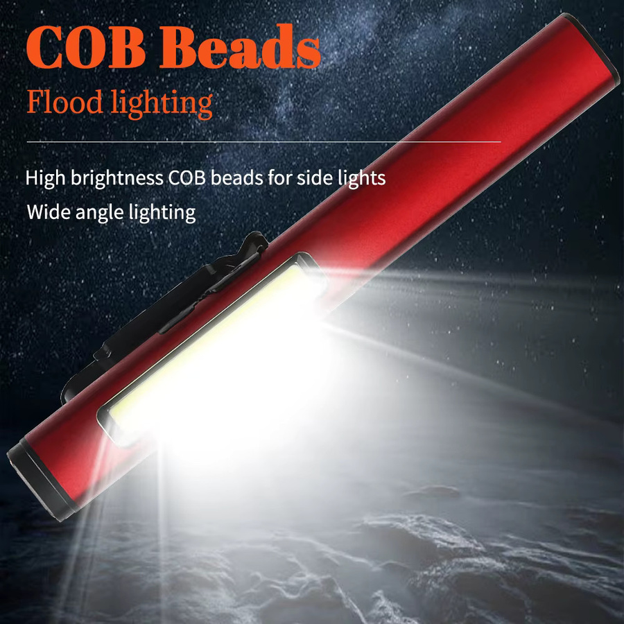XIWANGFIRE Tragbare LED-Taschenlampe aus Aluminiumlegierung mit COB-Flutlicht, XPE-Fernlicht, Stiftclip, Magnet und wiederaufladbarem Akku - Bild 3