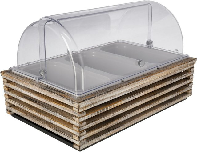 VEGA Buffetvitrine Natchez hoch in Weiß und Transparent aus Melamin mit 3x GN 1/3 und GN 1/1, B/T/H: 57,5 x 37,0 x 27,7 cm - Bild 1
