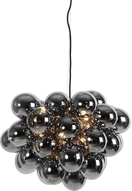 QAZQA Art Deco Hängelampe Uvas in Schwarz mit Rauchglas und 8 G9 Leuchten, höhenverstellbar und dimmbar - Bild 1