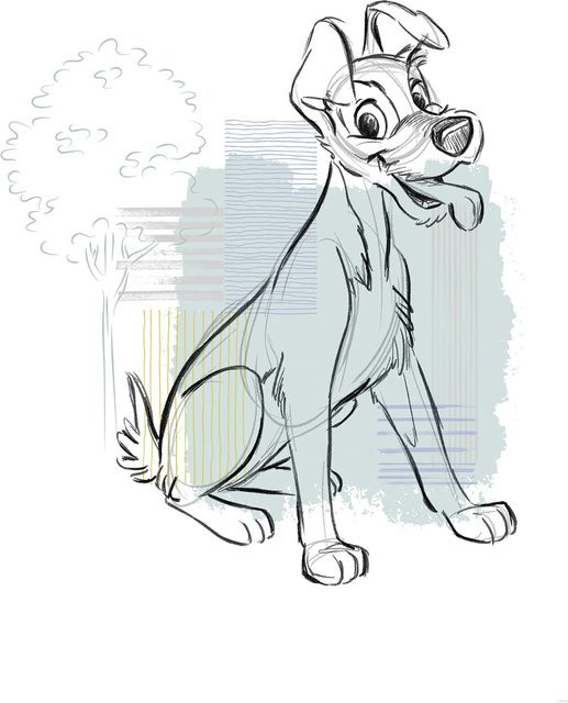 Komar Wandbild Disney Lady and the Tramp Hello Tramp, Blau, B: 50 cm, H: 70 cm - Bild 1