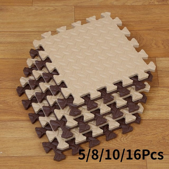 DHDH Schaumstoff-Puzzlematte in Braun, Zweifarbige EVA Trainingsmatten für Heimtraining und Dekoration, B/T/H: 30 x 30 x 1 cm - Bild 1