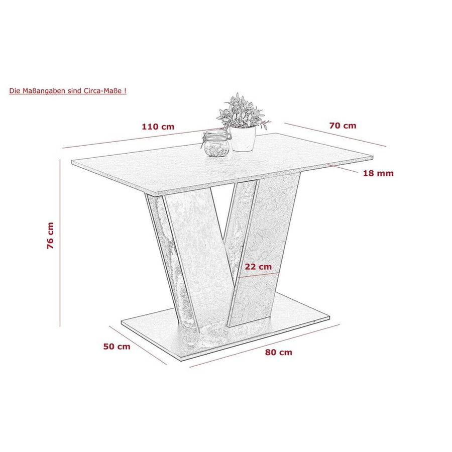 Esstisch Hela in Eiche Nachbildung Schwarz, modern und rechteckig, B/H/T: 110 x 76 x 68 cm - Bild 2