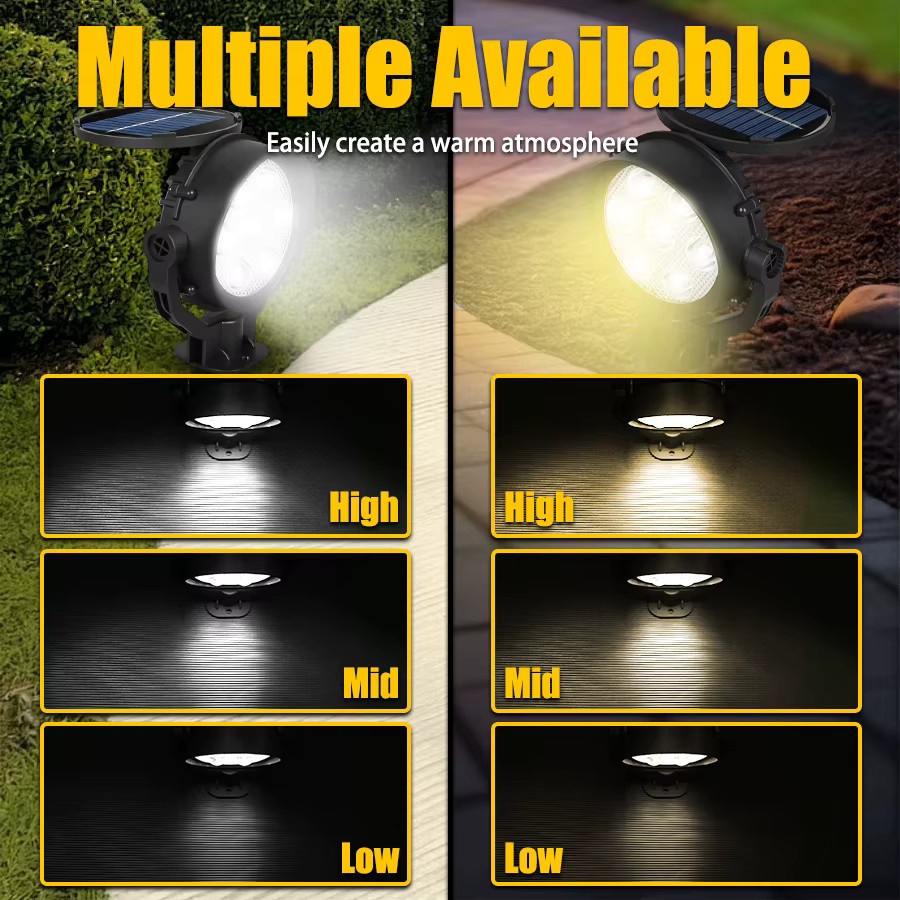 Heinast LED Solar Spot Lichter IP65 Wasserdicht, Schwarz, Einstellbare Helligkeit für Garten und Hof - Bild 4