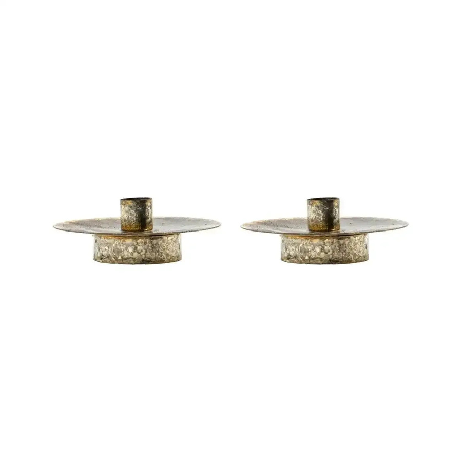 House Doctor Kerzenhalter Simb in Gold im Vintage-Stil aus Eisen, 2er-Set - Bild 1
