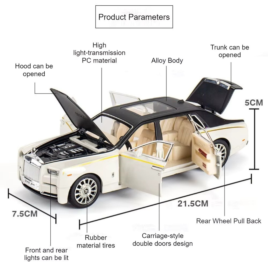 MAKEDA Rolls Royce Spectre Phantom, Miniaturauto, 1:24, mit Licht und Sound - Bild 5