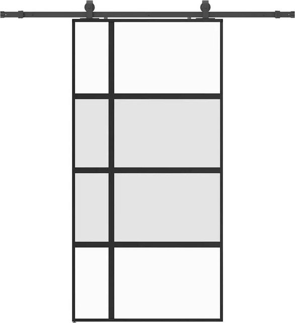 vidaXL Schiebetür aus Hartglas mit Beschlag in Schwarz, B/H: 102,5 x 205 cm - Bild 1