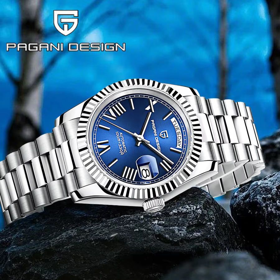 PAGANI DESIGN Armbanduhr Automatik, Edelstahl, Blau, Herren - Bild 3
