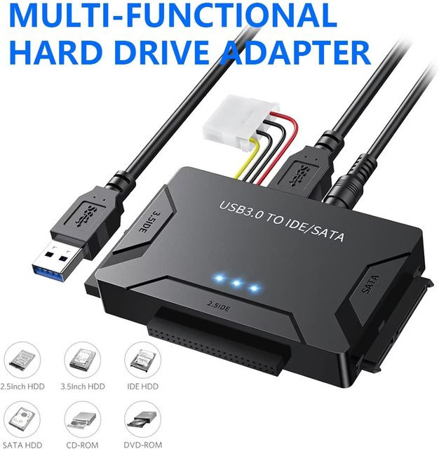 Congdi SATA/IDE zu USB 3.0 Adapter Konverter für 2,5 und 3,5 Zoll Festplatten, Schwarz - Bild 1