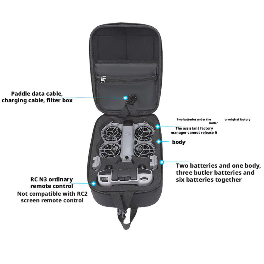 DJI Neo 2 Tragetasche und Aufbewahrungskoffer in Schwarz als Rucksack, Messenger oder Brusttasche für dein Zubehör - Bild 4