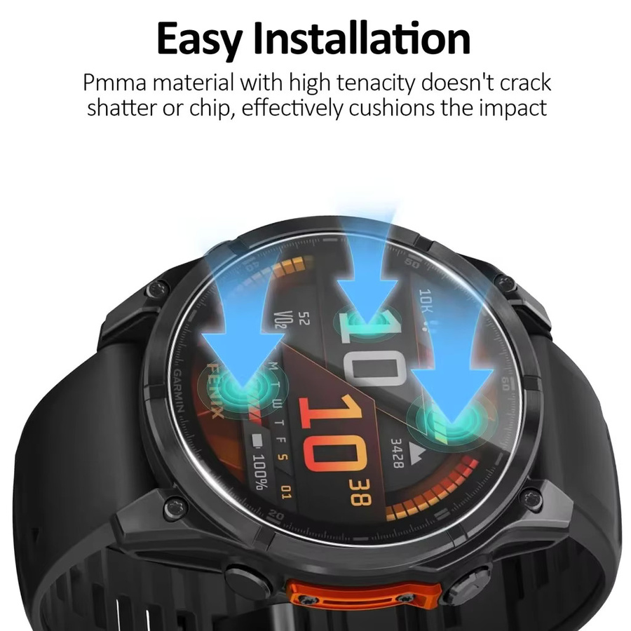Garmin Fenix 8 Serie Displayschutzfolie aus gehärtetem Glas mit Installationswerkzeug, transparent, 9H Härtegrad, HD-klar und kratzfest - Bild 2