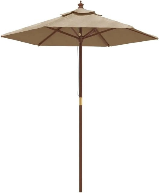 vidaXL Sonnenschirm mit Holzmast in Taupe/Beige, B: 196 cm, H: 231 cm - Bild 1