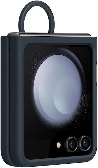 Samsung Galaxy Z Flip5 Silikonhülle mit Ring in Dunkelblau mit Soft-Touch-Schutzrückseite - Bild 1