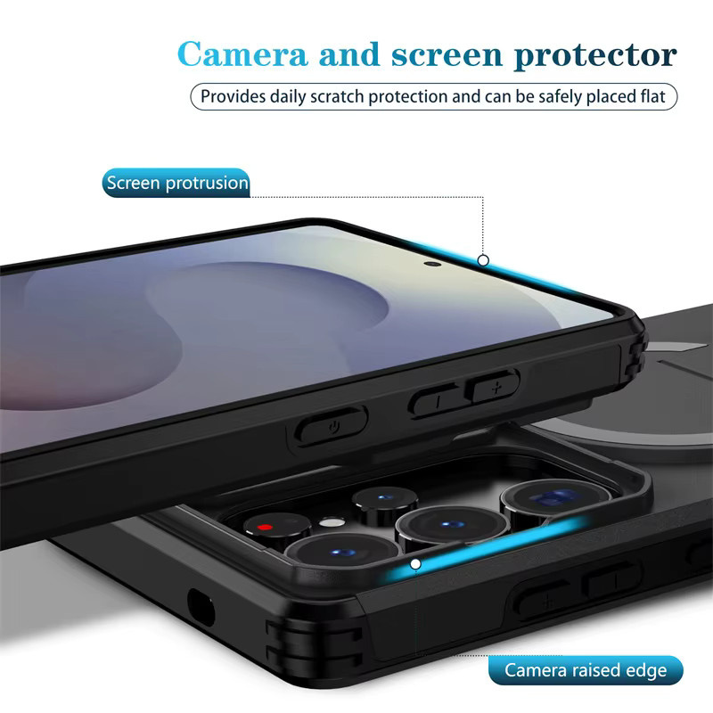Slide Lens Protect Armor Case für Samsung Galaxy S26 S25 S24 Plus FE A26 A36 A56 A17 5G Stand Cover aus Hard PC und TPU in Schwarz - Bild 3