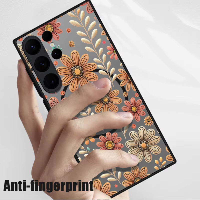 Magnetische Handyhülle mit Blumenmuster für Samsung Galaxy S25 S24 S23 S22 Ultra Plus FE von YISHANGOU in Multicolour - Bild 4