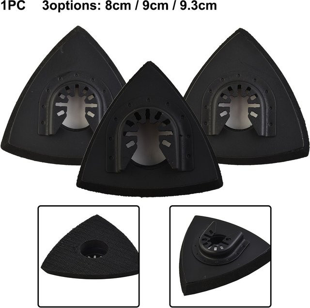 DAZZLEEX Dreieckiges Multi Tool Schleifpad mit Quick Release für oszillierende Multischleifer zum Polieren von Holz und Metall, Schwarz, Durchmesser: 80 mm, 90 mm oder 93 mm - Bild 1