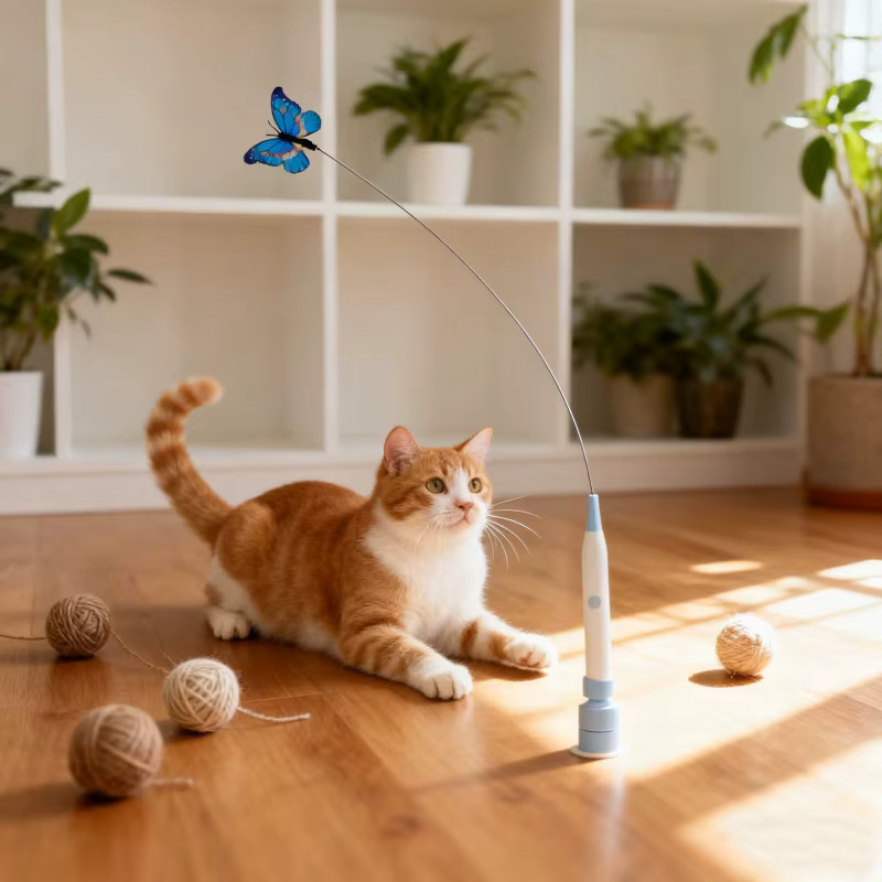 BOOTEELY Schmetterling, Elektrisches Katzenspielzeug mit Saugnapf - Bild 2