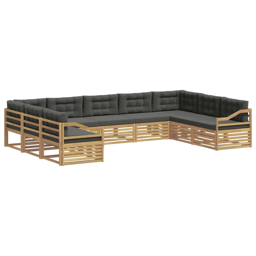 vidaXL Outdoor-Sofagarnitur aus Akazie Massivholz in Weiß und Anthrazit mit 9 Sitzteilen und Kissen im modernen Design - Bild 2