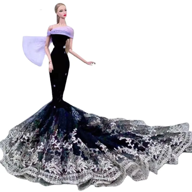 qichangsheng Puppen Zubehör schwarzes Prinzessin Party Abendkleid - Bild 3