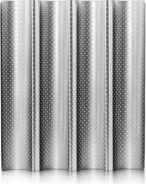 FEB.WIND Antihaftbeschichtetes Baguette-Tablett aus Aluminium für 4 Laibe, Silber - Bild 1