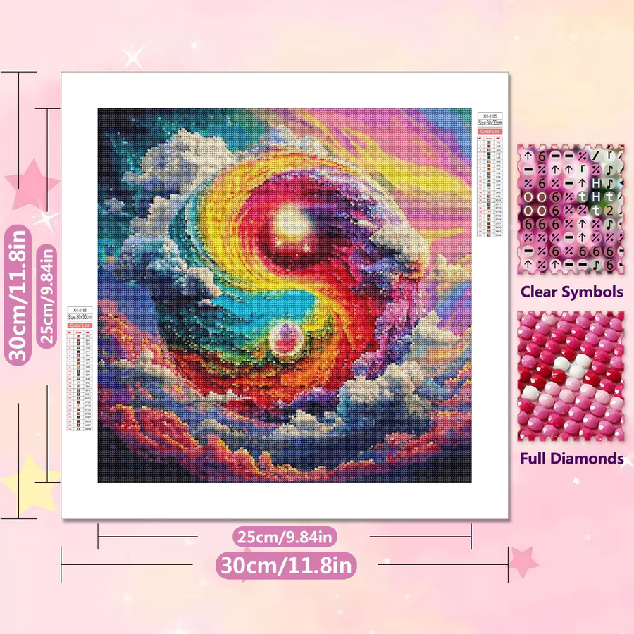 EverShine Diamantmalerei Tai Chi Wolke 5D DIY Stickerei als bunte Wanddekoration in Mehrfarbig, Durchmesser: 20 cm - Bild 2