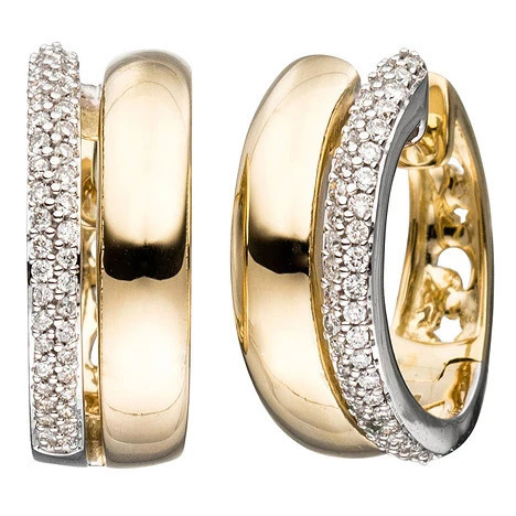Colfem Creolen 585 Gelbgold, bicolor, 86 Diamanten, Brillanten, Ohrringe - Bild 1