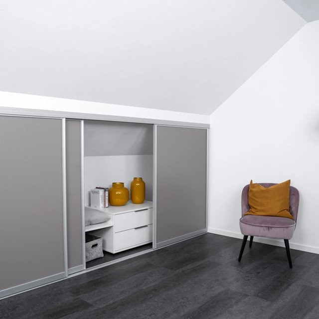 Skyscope Schiebetür-Bau-Set Kniestock Profil Silber Dekor Taupe B: 102,2 cm, H: 140,0 cm - Bild 1