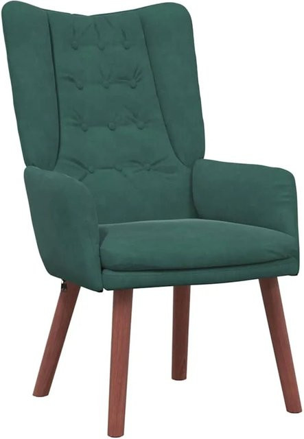vidaXL Relaxsessel aus Samt in Dunkelgrün mit Armlehnen und Metallrahmen, B/T/H: 63 x 67 x 94 cm - Bild 1