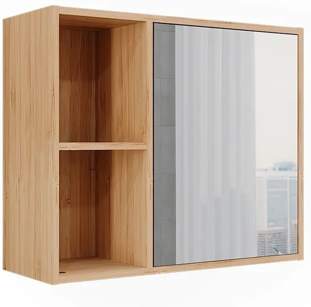 Vicco Badspiegelschrank Lucie Bambus mit Spiegel und Glasfronten, Farbe: Grün/Mehrfarbig, B/H: 54 x 44,5 cm - Bild 1