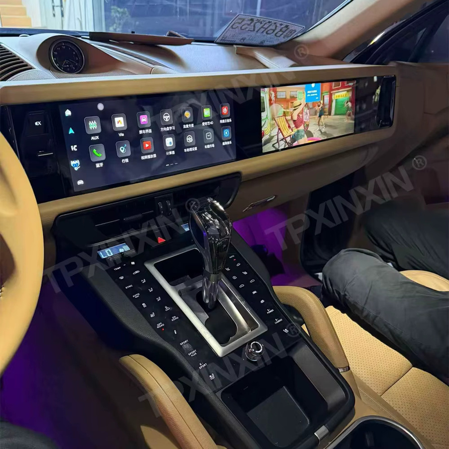Aotsr Android 13 Infotainment-System für Porsche Cayenne 2011-2017 mit Dual 12,3 Zoll 4K HD Bildschirmen, Tachometer und Flugzeug-Schalthebel - Bild 2