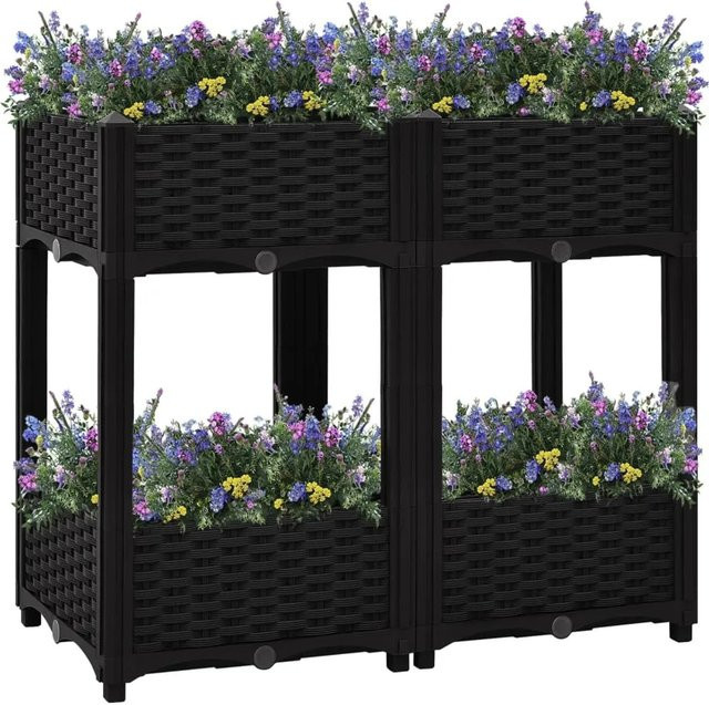 Hochbeet furnicato aus Polypropylen in Schwarz, B/T/H: 80 x 40 x 71 cm - Bild 1