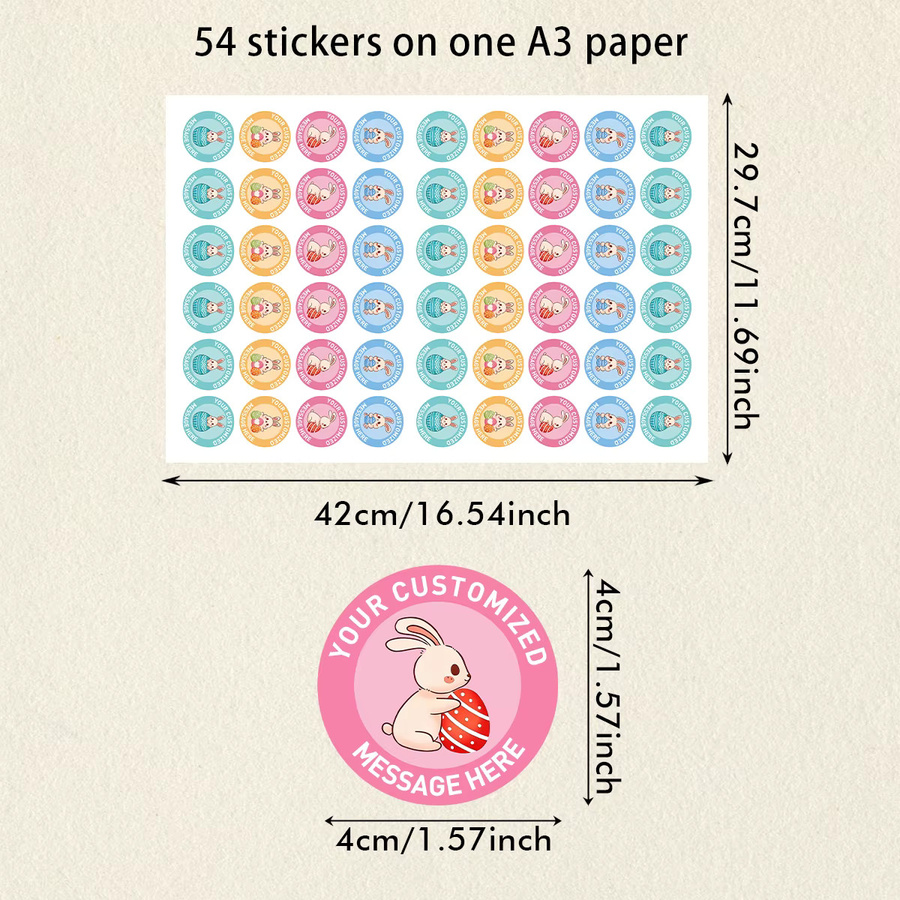 Personalisierte Osterhasen-Aufkleber in Beige und Multicolour als individuelle Geschenkanhänger und maßgefertigte Oster-Dekoretiketten aus Papier - Bild 2