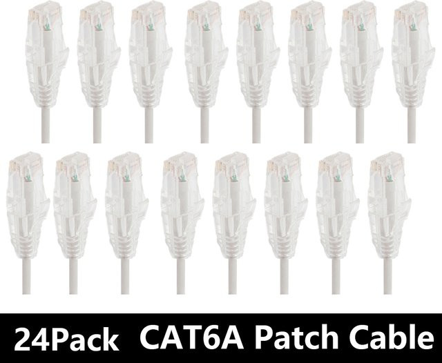 24er-Pack Cat6a Ethernet Patchkabel Slim UTP 10G LAN-Kabel 28AWG PoE in Weiß - Bild 1