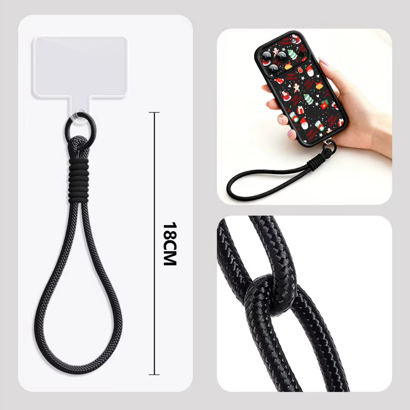 MOESOE Handyhülle mit Frohe Weihnachten Design und Lanyard für iPhone, Farbe: Schwarz - Bild 4
