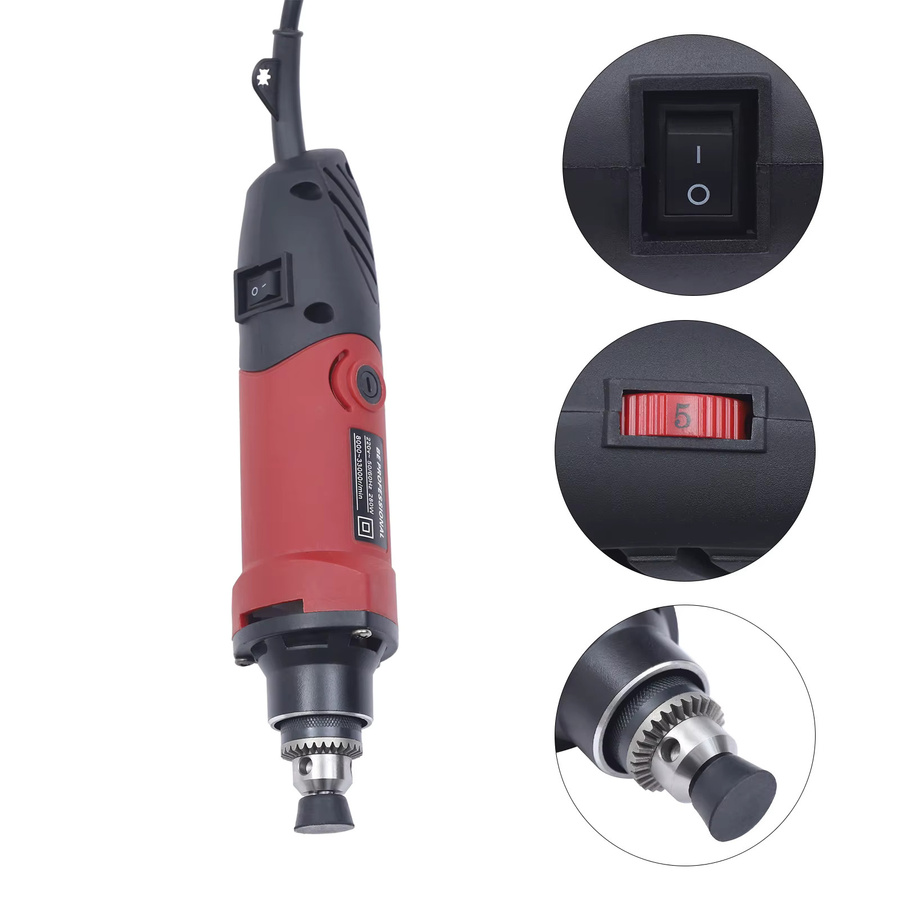 Elektrischer Jade-Schleifer mit 280W Kupferkernmotor in Rot, 8000-33000 U/min, 6-Stufen-Einstellung und 1,5-6mm Spannbereich - Bild 3