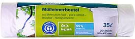 Secolan Müllbeutel aus Recycling-Polyethylen, 35 Liter, Weiß, 20 Stück - Bild 1