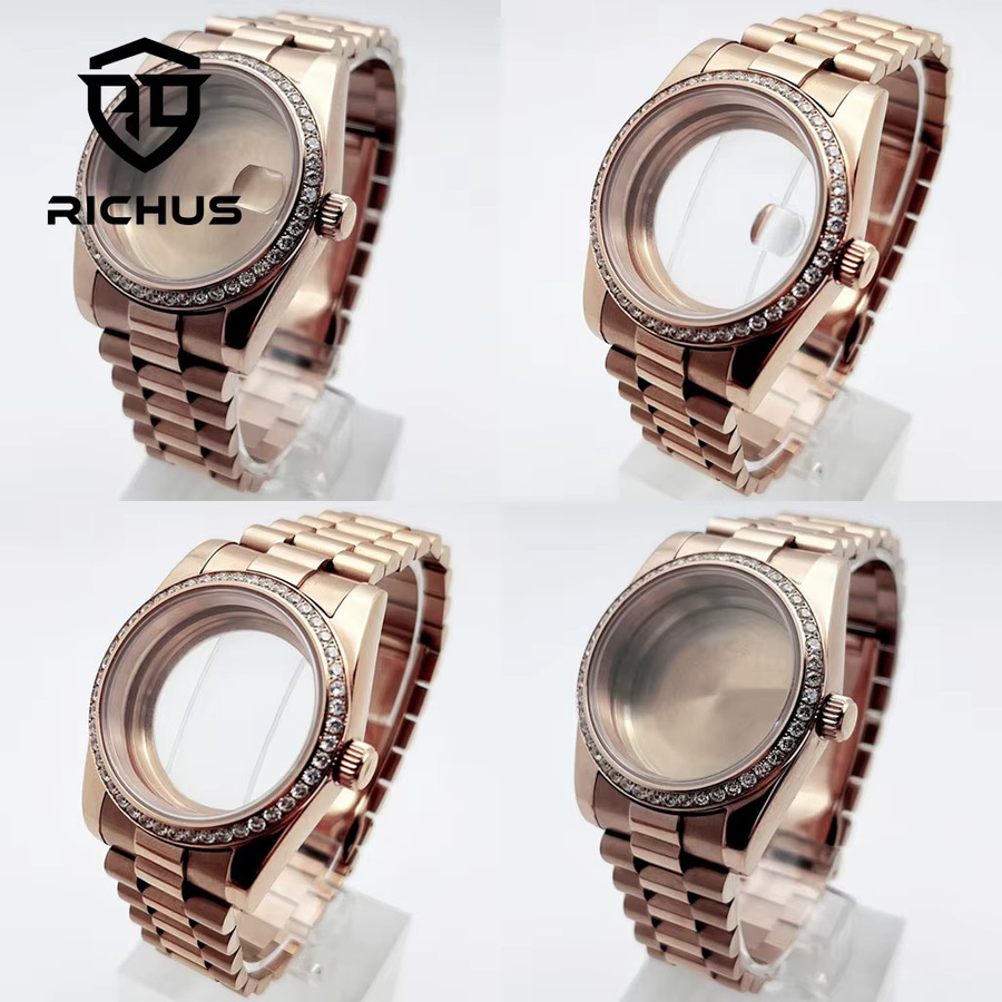 RICHUS Uhrengehäuse mit Armband, Roségold, Edelstahl, 36/39 mm, Unisex - Bild 2