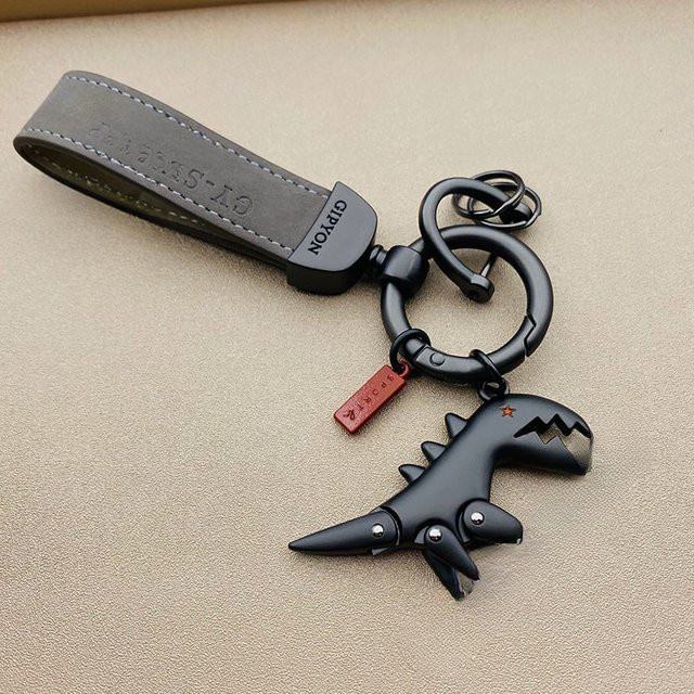 Schlüsselanhänger Dinosaurier, Leder, Metall, Unisex - Bild 1
