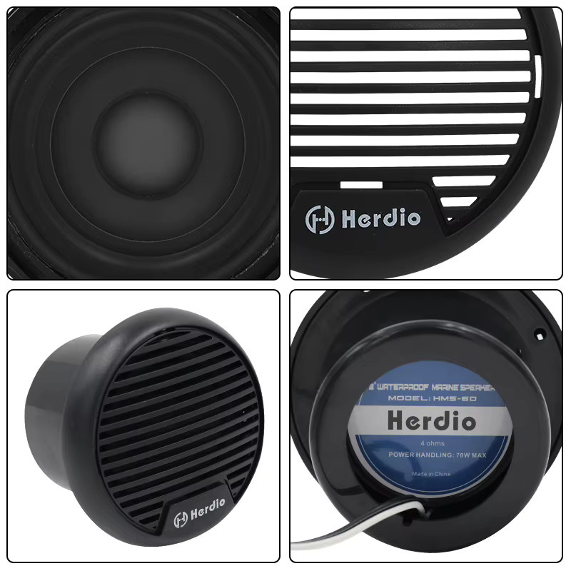 Herdio 3 Zoll Marine-Lautsprecher, wasserdichtes 2-Wege-Vollbereichs-Audio-Stereosystem mit 140 W Leistung in Schwarz oder Grau für Boot und Auto - Bild 2