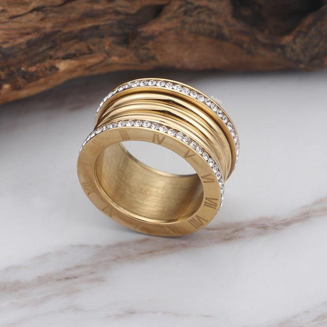Freedom Fashion Ringe Edelstahl, Gold, Zirkonia, Damen - Bild 1