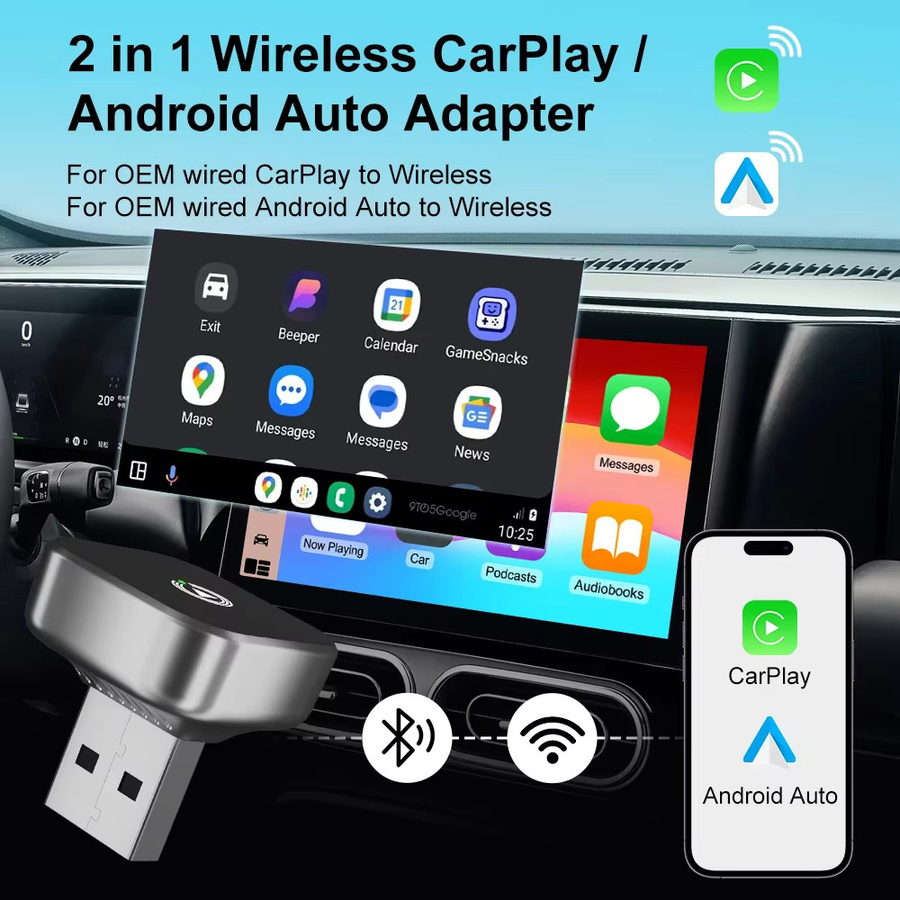 FLIXIVI Wireless CarPlay und Android Auto Adapter Plug & Play Universal für VW Toyota Nissan Honda Ford Benz, Schwarz - Bild 3