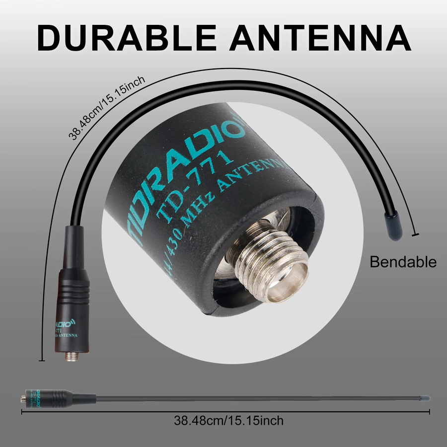 TIDRADIO TD-771 Walkie-Talkie Zubehör VHF/UHF 144/430MHz Amateurfunk-Antenne in Schwarz für BaoFeng UV-5R, 5RM, 5RX und TD-H8 - Bild 4