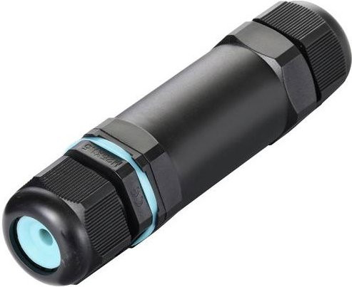 Sygonix SY-5498972 Kabelverbinder mit Schraubklemmen in Schwarz, witterungsbeständig, Durchmesser: 32 mm, Länge: 118 mm - Bild 1